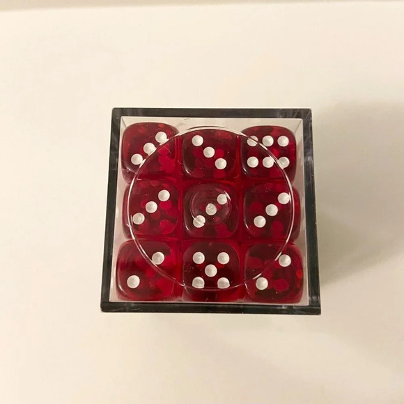 Chessex 36 Dice  Set Translucent Red White 12mm CHX 23804 - Picture 6 of 9